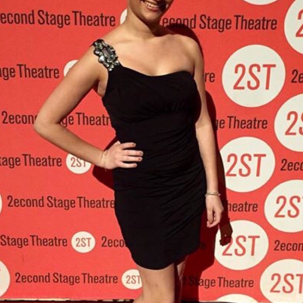 One shoulder black cocktail dress